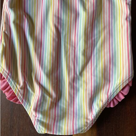 Girls Swimsuit Ruffle Butts One-piece Long-sleeve Pink Blue White Size 3T EUC - Picture 10 of 11
